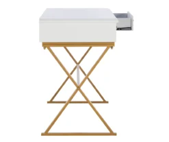 Glam White & Gold 2-Drawer Campaign Desk -Hot Sale Office Furniture Store 810543228 A0 7