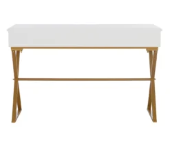 Glam White & Gold 2-Drawer Campaign Desk -Hot Sale Office Furniture Store 810543228 A4 5