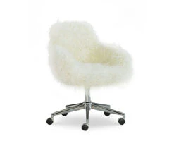 Coralie Faux Fur Cushioned Swivel Office Chair