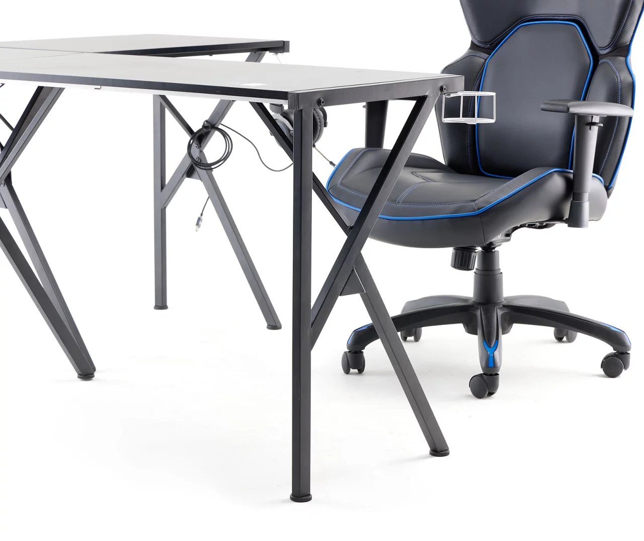 Black L-Shaped LED Gaming Desk With USB Charging 4 Black L-Shaped LED Gaming Desk With USB Charging - Image 2