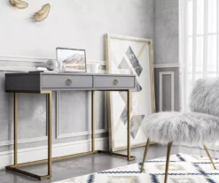 Camila Gray Writing Desk With Wireless Charging -Hot Sale Office Furniture Store 810589026 6