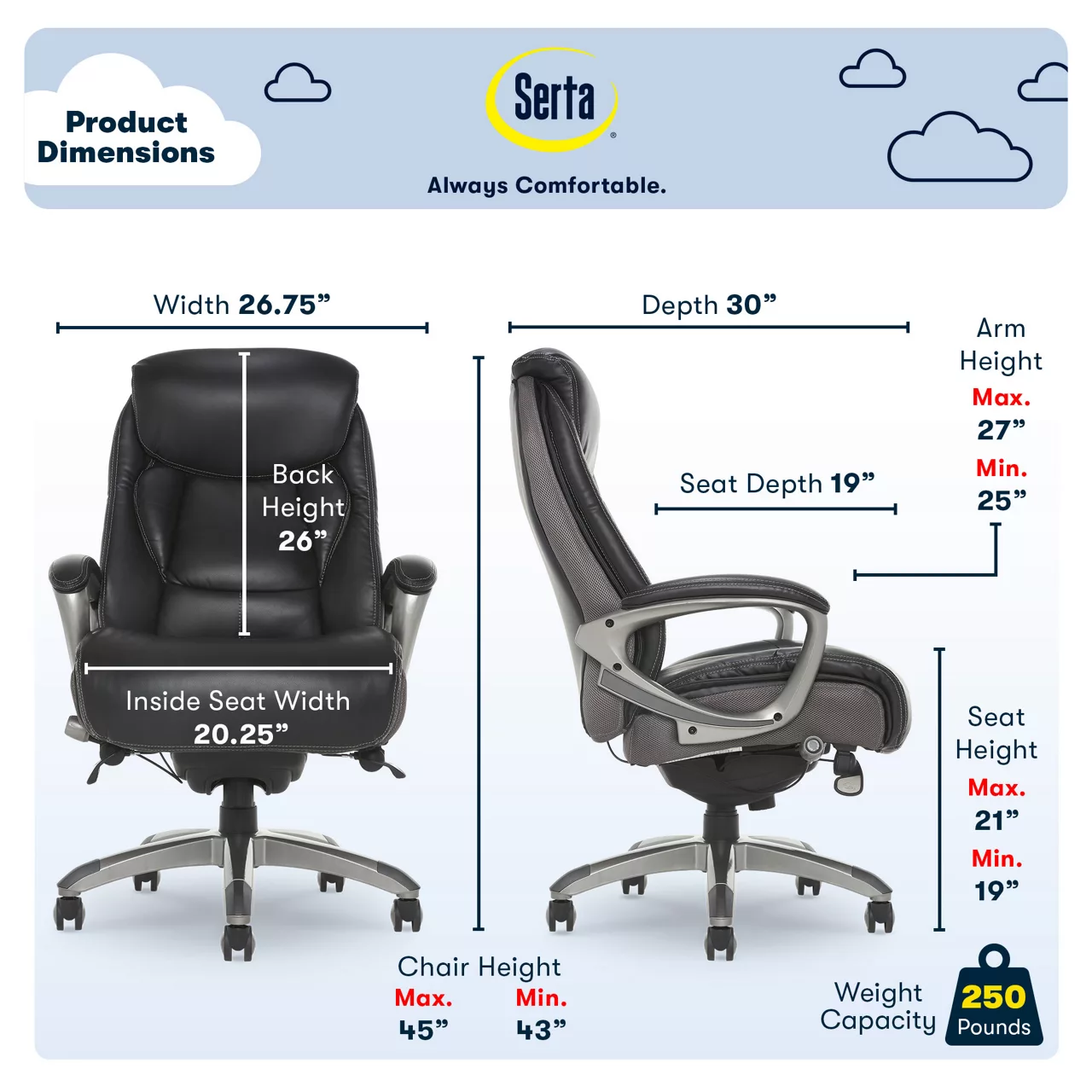 Serta Lautner Executive Bonded Leather Office Chair 15 Serta Lautner Executive Bonded Leather Office Chair - Image 13