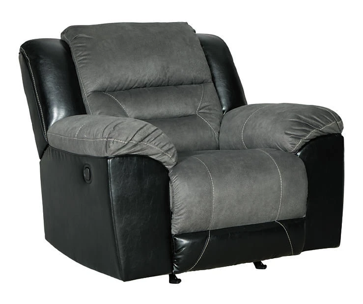 Earhart Slate Faux Leather Rocker Recliner 5 Earhart Slate Faux Leather Rocker Recliner - Image 3