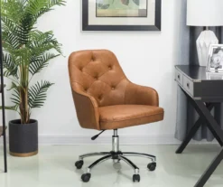 Caramel Brown Faux Leather Tufted Adjustable Office Chair -Hot Sale Office Furniture Store 810598931 A0 3