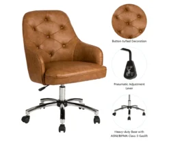 Caramel Brown Faux Leather Tufted Adjustable Office Chair -Hot Sale Office Furniture Store 810598931 A0 6