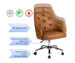 Caramel Brown Faux Leather Tufted Adjustable Office Chair -Hot Sale Office Furniture Store 810598931 A0 7