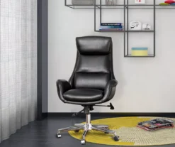 Black Mid-Century Modern Faux Leather Executive Office Chair -Hot Sale Office Furniture Store 810598936 A0 3