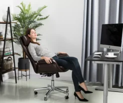 Dark Brown Mid-Century Modern Faux Leather Executive Office Chair -Hot Sale Office Furniture Store 810598937 A0 3