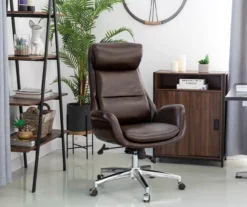 Dark Brown Mid-Century Modern Faux Leather Executive Office Chair -Hot Sale Office Furniture Store 810598937 A0 4