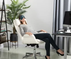 Cream Mid-Century Modern Faux Leather Executive Office Chair -Hot Sale Office Furniture Store 810598938 A0 3