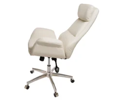 Cream Mid-Century Modern Faux Leather Executive Office Chair -Hot Sale Office Furniture Store 810598938 A0 5