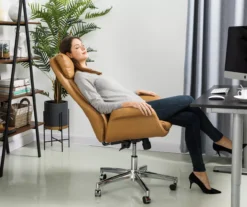 Light Brown Mid-Century Modern Faux Leather Executive Office Chair -Hot Sale Office Furniture Store 810598939 A0 3