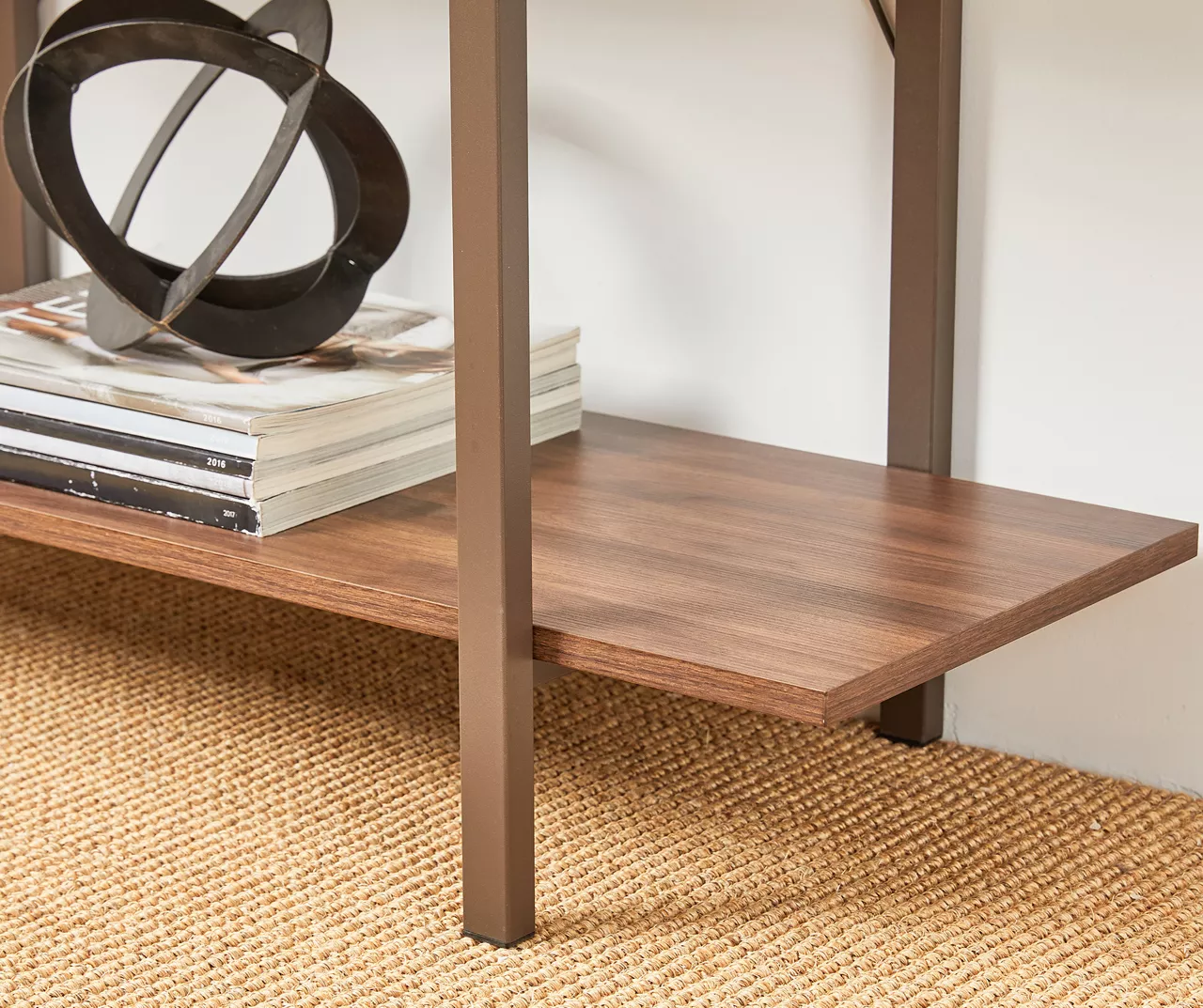 Walnut Modern Open 4-Shelf Bookcase 6 Walnut Modern Open 4-Shelf Bookcase - Image 4