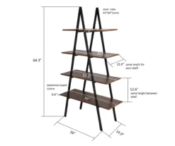 Walnut Modern A-Frame 4-Shelf Bookcase -Hot Sale Office Furniture Store 810598942 A0 7