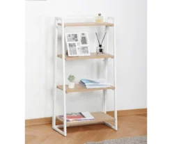 Blonde Wood Look & White 4-Tier Folding Bookcase -Hot Sale Office Furniture Store 810606565 A0 2