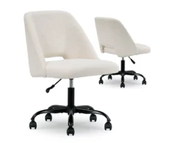Cream Faux Wool Boucle Rolling Swivel Office Chair -Hot Sale Office Furniture Store 810606674 A0 11