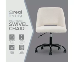Cream Faux Wool Boucle Rolling Swivel Office Chair -Hot Sale Office Furniture Store 810606674 A0 2