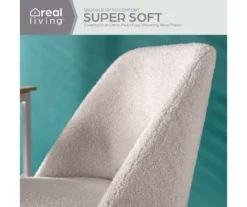 Cream Faux Wool Boucle Rolling Swivel Office Chair -Hot Sale Office Furniture Store 810606674 A0 3