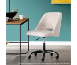 Cream Faux Wool Boucle Rolling Swivel Office Chair -Hot Sale Office Furniture Store 810606674 A0 8