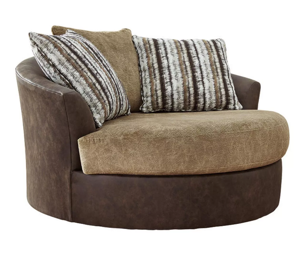 Alesbury Brown Faux Leather Oversize Swivel Accent Chair 4 Alesbury Brown Faux Leather Oversize Swivel Accent Chair - Image 2