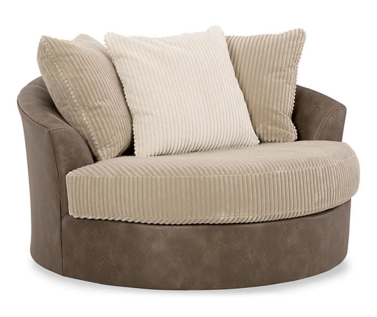 Keskin Brown Faux Leather Oversize Swivel Accent Chair 4 Keskin Brown Faux Leather Oversize Swivel Accent Chair - Image 2