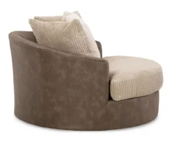 Keskin Brown Faux Leather Oversize Swivel Accent Chair 9 Keskin Brown Faux Leather Oversize Swivel Accent Chair -Hot Sale Office Furniture Store 810612413 3