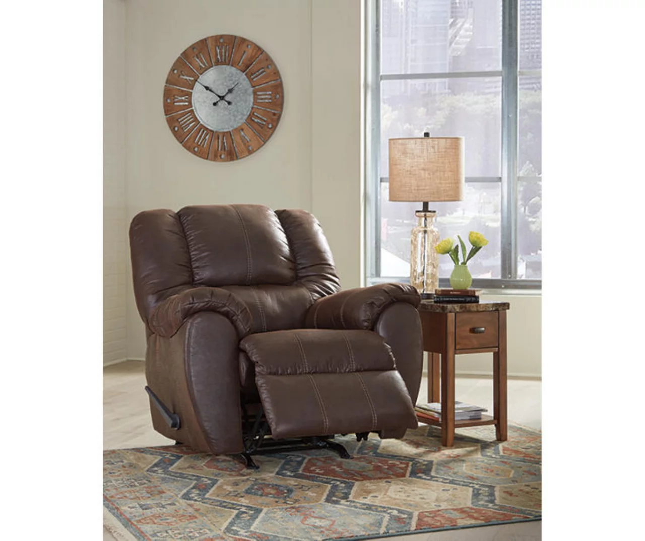 McGann Walnut Faux Leather Rocker Recliner 5 McGann Walnut Faux Leather Rocker Recliner - Image 3