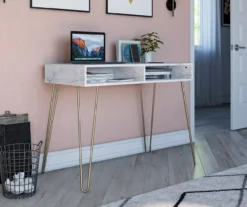 Novogratz Athena Faux Marble 2-Cubby Computer Desk -Hot Sale Office Furniture Store 810618403 1