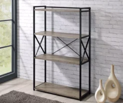 Corday Gray Wood 4-Shelf Open Bookcase -Hot Sale Office Furniture Store 810680821 B0 2